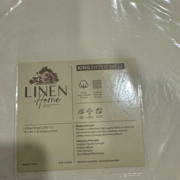 Linen Home King Fitted Sheet
Cream 100% Percent Cotton King - Picture 2 of 4